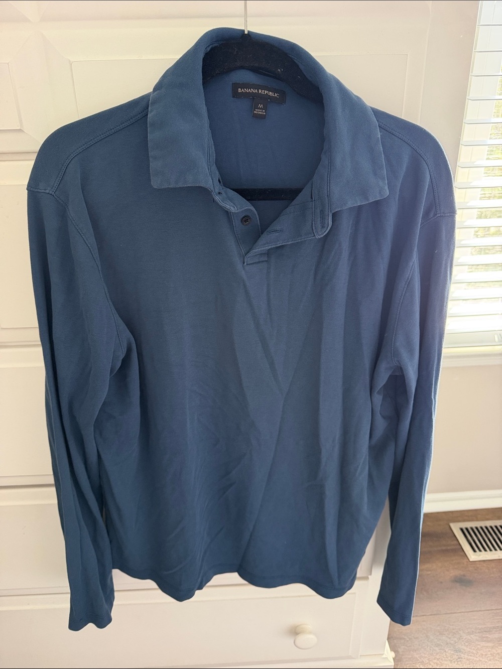Banana Republic Men's Long-Sleeve Polo in Deep Blue